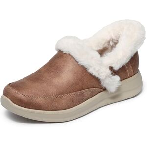 Skechers Women's Cozy Escape Slip-On Sneakers, Chestnut Performtex/Faux Fur, 3 UK Skechers Women's Cozy Escape Slip-On Sneakers, Chestnut Performtex/Faux Fur, 3 UK