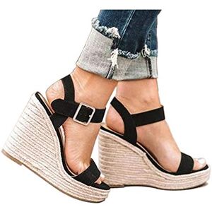 VICKI·VICKI Women's Platform Sandals Wedge Ankle Strap Open Toe Sandals, Black-1#, 5.5 UK VICKI·VICKI Women's Platform Sandals Wedge Ankle Strap Open Toe Sandals, Black-1#, 5.5 UK