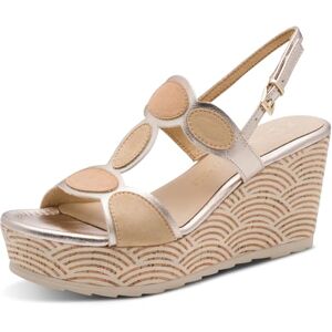 MARCO TOZZI women's wedge sandal soft Feel Me footbed soft lining fashionable, metallic (PLATINUM COMB), 6 UK MARCO TOZZI women's wedge sandal soft Feel Me footbed soft lining fashionable, metallic (PLATINUM COMB), 6 UK