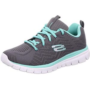 Skechers Women's Graceful Get Connected Sneaker, Charcoal Mesh Green Trim, 7 UK Skechers Women's Graceful Get Connected Sneaker, Charcoal Mesh Green Trim, 7 UK