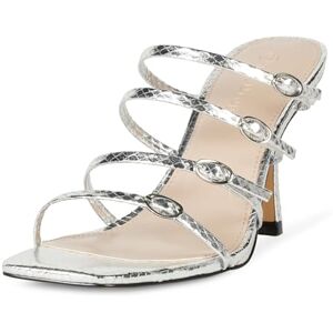The Drop Women's Naomi Strappy Buckle Heeled Sandal, Silver Snake, 6 UK The Drop Women's Naomi Strappy Buckle Heeled Sandal, Silver Snake, 6 UK