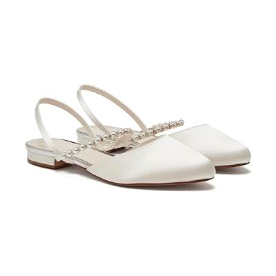 Rainbow Club Romi Ivory Satin Pearl Detail Wedding Slingback, 3.5 Rainbow Club Romi Ivory Satin Pearl Detail Wedding Slingback, 3.5