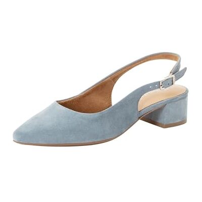 Tamaris Women's slingback pump with block heel Leather blue 6.5 UK Tamaris Women's slingback pump with block heel Leather blue 6.5 UK
