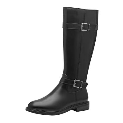 MARCO TOZZI Ladies High Heel Leather Boots with Buckles, black, 7 UK MARCO TOZZI Ladies High Heel Leather Boots with Buckles, black, 7 UK