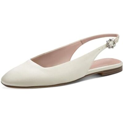 Tamaris Women's slingback pump flat white 5 UK Tamaris Women's slingback pump flat white 5 UK