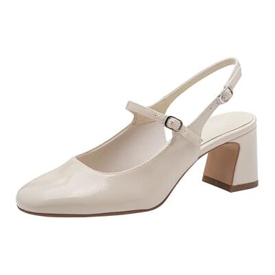 Tamaris Women's slingback pump with block heel beige 3.5 UK Tamaris Women's slingback pump with block heel beige 3.5 UK
