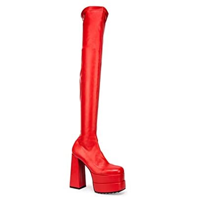 LAMODA Fantasies Platform Thigh High Boots, EU 39, Red PU, 7 UK LAMODA Fantasies Platform Thigh High Boots, EU 39, Red PU, 7 UK
