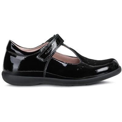 Geox Junior Naimara T-Bar Girls School Shoes 8.5/26 Black Patent Geox Junior Naimara T-Bar Girls School Shoes 8.5/26 Black Patent