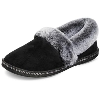 Skechers Women's Cozy Campfire Team Toasty Low Top Slippers, Black Microfiber Suede Faux Fur Line, 4.5 UK Skechers Women's Cozy Campfire Team Toasty Low Top Slippers, Black Microfiber Suede Faux Fur Line, 4.5 UK