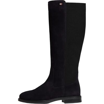 Tommy Hilfiger Women Enamel Flag Suede High Chelsea FW0FW09574 High Boots, BLUE (Space Blue), 4 Tommy Hilfiger Women Enamel Flag Suede High Chelsea FW0FW09574 High Boots, BLUE (Space Blue), 4