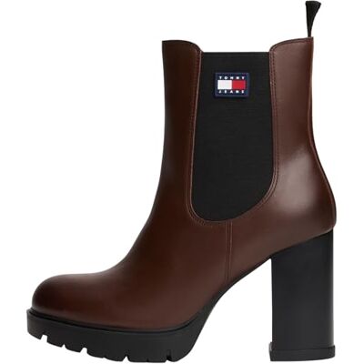 Tommy Jeans Women’s Leather Heeled Ankle Boots, Brown (Dark Mocha), 7 Tommy Jeans Women’s Leather Heeled Ankle Boots, Brown (Dark Mocha), 7