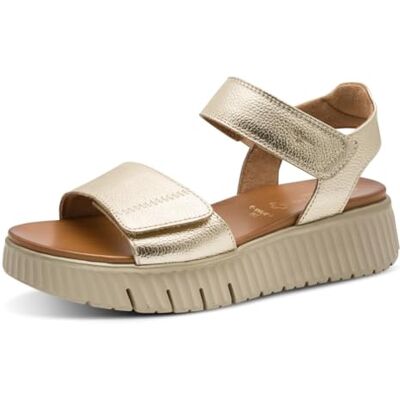 Tamaris Comfort Women’s Flat Leather Sandals Platform, Lt Gold, 6 UK Tamaris Comfort Women’s Flat Leather Sandals Platform, Lt Gold, 6 UK