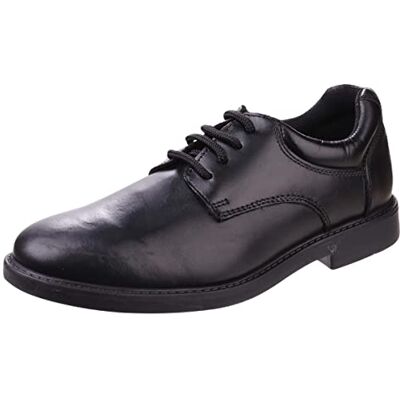 Hush Puppies Tim Boys Leather School Shoes Black Hush Puppies Tim Boys Leather School Shoes Black