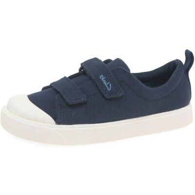 Clarks Girls City Bright Low-Top Sneakers, Navy Canvas, 4 UK Child Clarks Girls City Bright Low-Top Sneakers, Navy Canvas, 4 UK Child