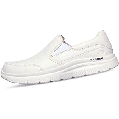 Skechers Mens Flex Advantage Sr Bronwood Slip On Trainers, White Leather, 11 UK Skechers Mens Flex Advantage Sr Bronwood Slip On Trainers, White Leather, 11 UK