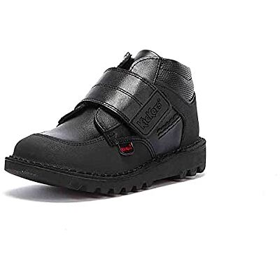 Kickers Boy's Kick Mid Scuff Durable Black Leather School Shoes Flat Ankle Boot, Black, 5 UK Child Kickers Boy's Kick Mid Scuff Durable Black Leather School Shoes Flat Ankle Boot, Black, 5 UK Child