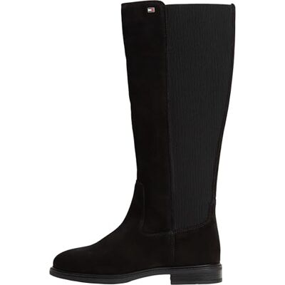 Tommy Hilfiger Women Enamel Flag Suede High Chelsea FW0FW09574 High Boots, BLACK (Black), 6.5 Tommy Hilfiger Women Enamel Flag Suede High Chelsea FW0FW09574 High Boots, BLACK (Black), 6.5