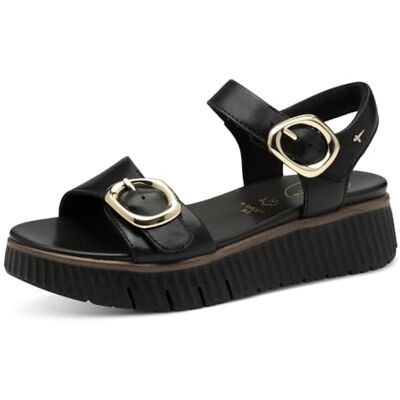 Tamaris Comfort Women’s Flat Leather Sandals Platform, Black, 6 UK Tamaris Comfort Women’s Flat Leather Sandals Platform, Black, 6 UK
