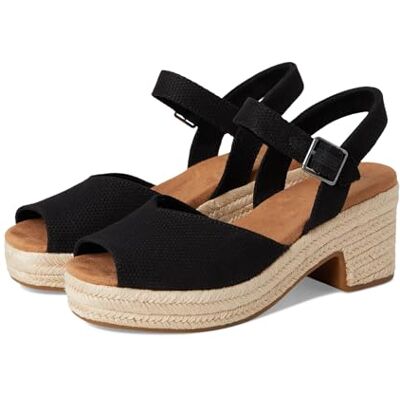 TOMS Women's Isla Peep Toe Heeled Sandal, Black Beachside Woven, 8 UK TOMS Women's Isla Peep Toe Heeled Sandal, Black Beachside Woven, 8 UK