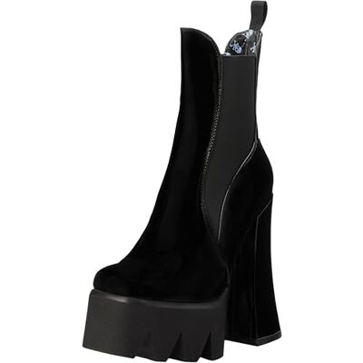 LAMODA Lumiel Platform Ankle Boots BlackPAT, Chunky High Heel Design, Cushioned Insole Comfort, Durable Synthetic Upper, Trendy Statement Shoes for Parties or Streetwear UK5 LAMODA Lumiel Platform Ankle Boots BlackPAT, Chunky High Heel Design, Cushioned Insole Comfort, Durable Synthetic Upper, Trendy Statement Shoes for Parties or Streetwear UK5