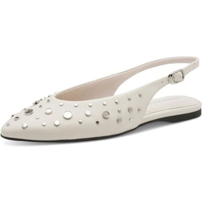 Tamaris Women's slingback pump flat white 7.5 UK Tamaris Women's slingback pump flat white 7.5 UK