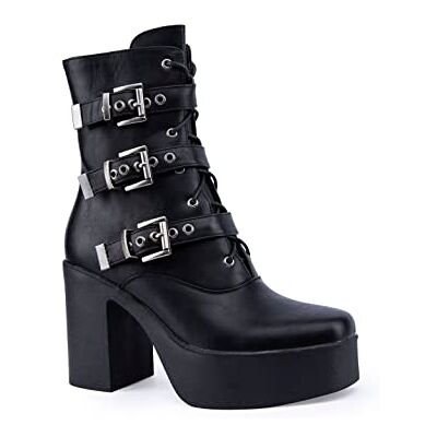 LAMODA Bad Idea Platform Ankle Boots, EU 37, Black PU, 5 UK LAMODA Bad Idea Platform Ankle Boots, EU 37, Black PU, 5 UK