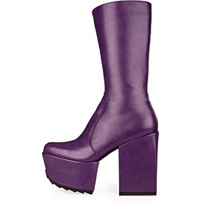 LAMODA Magnolia Chunky Platform Boots, EU 38, Purple PU, 6 UK LAMODA Magnolia Chunky Platform Boots, EU 38, Purple PU, 6 UK
