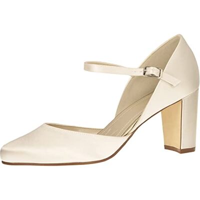 Rainbow Club Bridal Shoes Yasmin Pumps, Ivory Satin Strap, Block Heel Size 40 EU (7 UK) Rainbow Club Bridal Shoes Yasmin Pumps, Ivory Satin Strap, Block Heel Size 40 EU (7 UK)