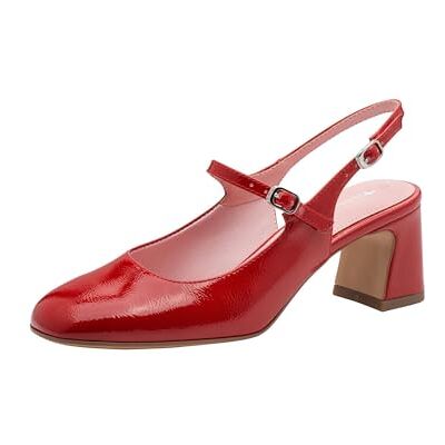 Tamaris Women's slingback pump with block heel red 5.5 UK Tamaris Women's slingback pump with block heel red 5.5 UK