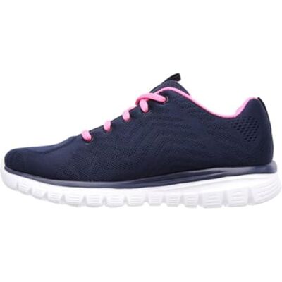 Skechers Women's Graceful Get Connected Sneaker, Navy Mesh Hot Pink Trim, 8 UK Skechers Women's Graceful Get Connected Sneaker, Navy Mesh Hot Pink Trim, 8 UK