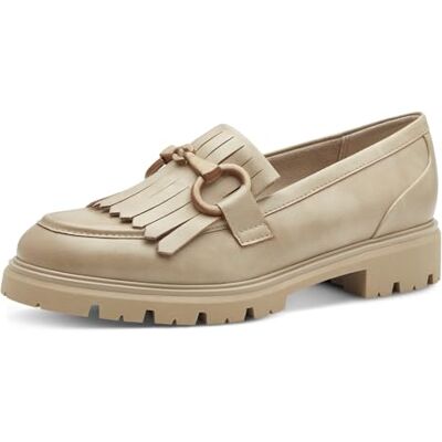 MARCO TOZZI Women's Vegan Platform Heeled Loafer, Dune, 7 UK MARCO TOZZI Women's Vegan Platform Heeled Loafer, Dune, 7 UK