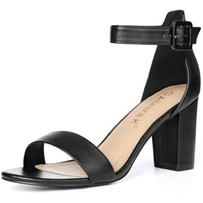 Allegra K Women's Open Toe Chunky High Heel Buckle Ankle Strap Sandals 3 3/8 inches Heels with Faux Suede, Comfortable Block Heels Sandal for Women, Summer Dressy Shoes Allegra K Women's Open Toe Chunky High Heel Buckle Ankle Strap Sandals 3 3/8 inches Heels with Faux Suede, Comfortable Block Heels Sandal for Women, Summer Dressy Shoes