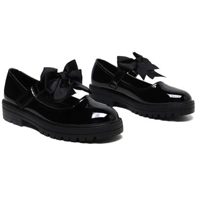 Gizelle ® Girls Patent Black Mary Jane School Shoes with Detachable Bow On Strap Toddler Kids Back to School Comfortable Anti-Slip Uniform Flat Shoes UK-7uk Gizelle ® Girls Patent Black Mary Jane School Shoes with Detachable Bow On Strap Toddler Kids Back to School Comfortable Anti-Slip Uniform Flat Shoes UK-7uk