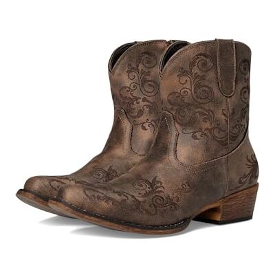 ROPER Women's Short Stuff Embroidery Snip Toe Cowboy Booties Fashion Boot, Brown, 9 UK ROPER Women's Short Stuff Embroidery Snip Toe Cowboy Booties Fashion Boot, Brown, 9 UK