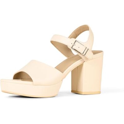 Amazon Essentials Women's Platform Heel Sandal, Pale Beige, 13 Amazon Essentials Women's Platform Heel Sandal, Pale Beige, 13