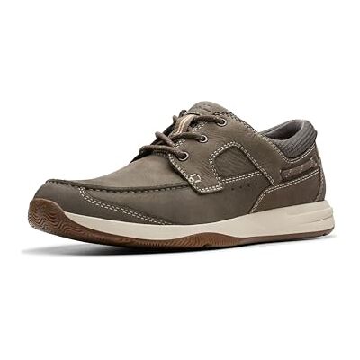 Clarks Men's Sailview Lace Boat Shoe, Taupe Nubuck, 7.5 UK Wide Clarks Men's Sailview Lace Boat Shoe, Taupe Nubuck, 7.5 UK Wide