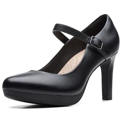 Clarks Women's Ambyr Shine Pump, Black Leather, 10 UK Clarks Women's Ambyr Shine Pump, Black Leather, 10 UK