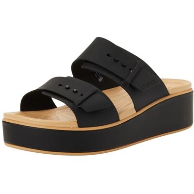 Crocs Women, Brooklyn Buckle Matte Wrap Low Wedge, Black/Cashew, 9 UK Women Crocs Women, Brooklyn Buckle Matte Wrap Low Wedge, Black/Cashew, 9 UK Women