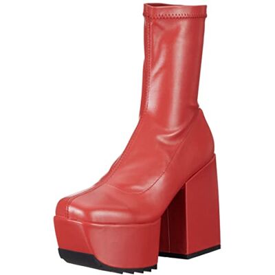 LAMODA Pretty Please Chunky Platform Boots, EU 37, Red PU, 5 UK LAMODA Pretty Please Chunky Platform Boots, EU 37, Red PU, 5 UK