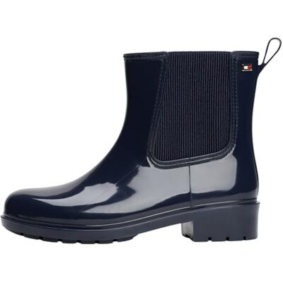 Tommy Hilfiger Women’s Hardware Glossy Rainboots, Blue (Space Blue), 5 Tommy Hilfiger Women’s Hardware Glossy Rainboots, Blue (Space Blue), 5