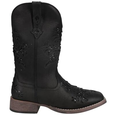 ROPER Women's Kennedy Glitter Tooled Inlay Square Toe Cowboy BootsWestern Boot ROPER Women's Kennedy Glitter Tooled Inlay Square Toe Cowboy BootsWestern Boot