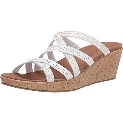 Skechers Women's Slide Wedge Sandal, White, 6.5 UK Skechers Women's Slide Wedge Sandal, White, 6.5 UK