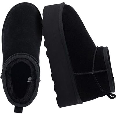 CUSHIONAIRE Women's Hippy Genuine Suede Pull on Platform Boot +Memory Foam, Black 6 UK CUSHIONAIRE Women's Hippy Genuine Suede Pull on Platform Boot +Memory Foam, Black 6 UK