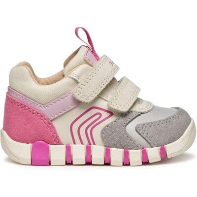 Geox Baby B IUPIDOO Girl First Walker Shoe, Grey/Fuchsia, 6 UK Child Geox Baby B IUPIDOO Girl First Walker Shoe, Grey/Fuchsia, 6 UK Child