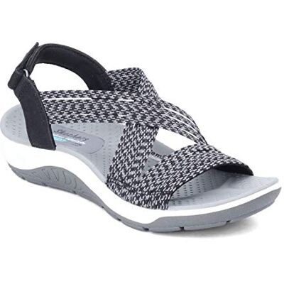Skechers REGGAE CUP-OH, SNAP!, Girl's Heels Sandals, Black (Black & Grey Gore Blk), 3 UK (36 EU) Skechers REGGAE CUP-OH, SNAP!, Girl's Heels Sandals, Black (Black & Grey Gore Blk), 3 UK (36 EU)