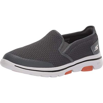 Skechers Men's GO Walk 5 APPRIZE Slip On Trainers, Charcoal Textile/Synthetic/White Trim, 9 UK Skechers Men's GO Walk 5 APPRIZE Slip On Trainers, Charcoal Textile/Synthetic/White Trim, 9 UK