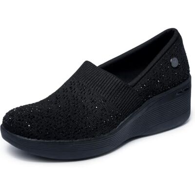 Skechers Women's Martha Stewart Pier Lite-Reflection Loafer, Black, 7.5 Skechers Women's Martha Stewart Pier Lite-Reflection Loafer, Black, 7.5