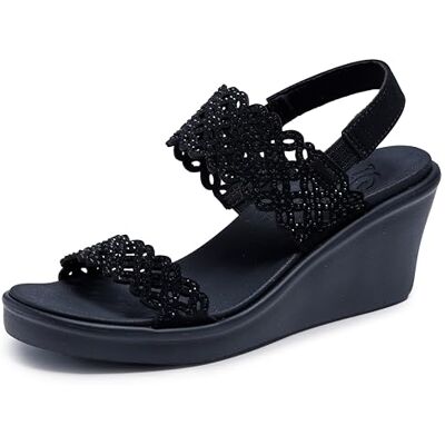 Skechers Cali Women's Women's Rumble on-Sassy DayZ Wedge Sandal, Black/Black, 9 UK Skechers Cali Women's Women's Rumble on-Sassy DayZ Wedge Sandal, Black/Black, 9 UK