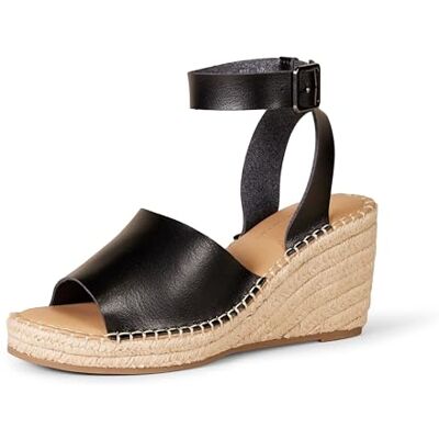 Amazon Essentials Women's Comfortable Wedge Espadrille Sandal, Black, 10 UK Amazon Essentials Women's Comfortable Wedge Espadrille Sandal, Black, 10 UK