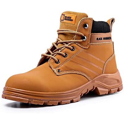 Black Hammer 6007 Men's S3 SRC Steel Toe Leather Safety Boots Steel midsole, suede leather upper, oil-resistant sole, anti-static heel and ankle support for demanding jobs. Black Hammer 6007 Men's S3 SRC Steel Toe Leather Safety Boots Steel midsole, suede leather upper, oil-resistant sole, anti-static heel and ankle support for demanding jobs.